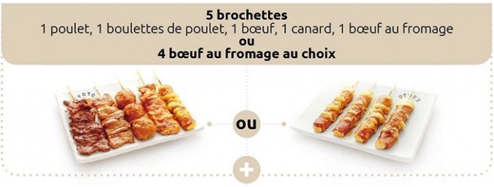 Menu poissons crus avec brochettes